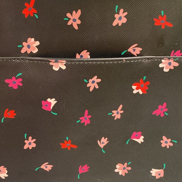 Kate Spade New York Staci Ditsy Buds Saffiano Leather Laptop Tote Floral / Black - Picture 9 of 13